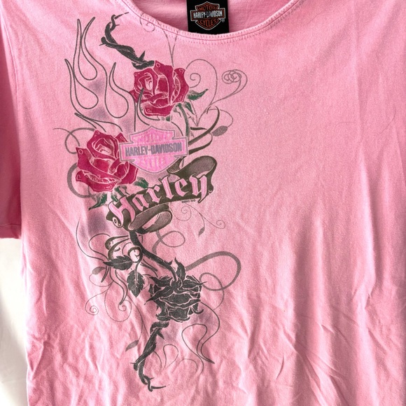 Harley-Davidson Pink Short Sleeve Tee Big Moose Portland ME SZ 1X Worn 1X - Picture 8 of 9